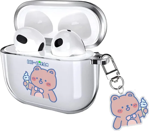 Vista 12 de Funda para AirPods 4 2024 con mosquetón de llavero, funda transparente para AirPods 4, diseño de anime, funda suave con adornos para niños, niñas