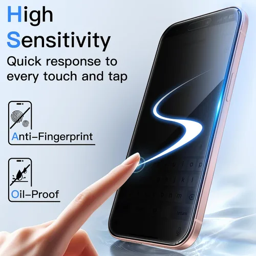 Vista 6 de JETech Protector de pantalla de privacidad de 360 grados para iPhone 15 de 6.1 pulgadas, película de vidrio templado antiespía de 4 vías