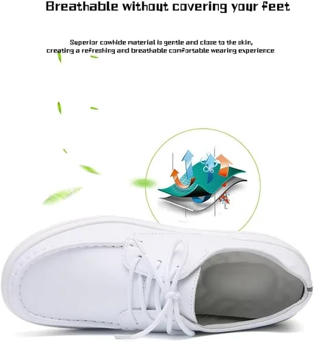 Vista 5 de Zapatos de enfermería ligeros y antideslizantes para mujer, cómodos zapatos de trabajo con cordones, zapatos de trabajo de enfermería, cuidado