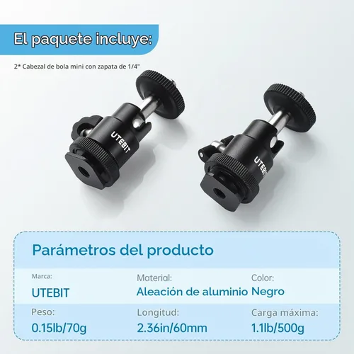 Vista 8 de UTEBIT Paquete de 2 soportes universales de trípode con cabeza de bola