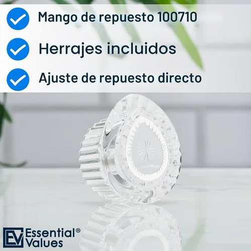Vista 2 de Essential Values Repuesto de mango de ducha – Compatible con pomo de ducha Moen (100710) y bañera – Compatible con el kit de mango de temperatura