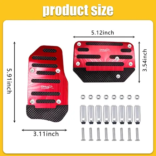 Vista 2 de 2 piezas de repuesto para pedal de automóvil, acelerador + freno, instalación sin perforaciones, pedales decorativos deportivos, aleación + goma