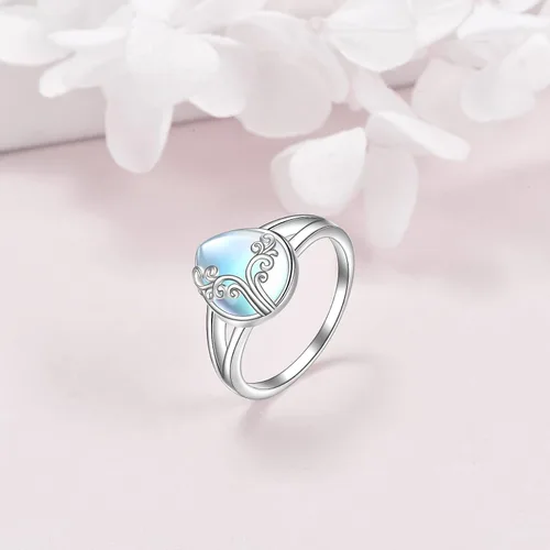 Vista 5 de POPLYKE Anillo de plata de ley con piedras preciosas de filigrana, regalo para mujeres, mamá, esposa