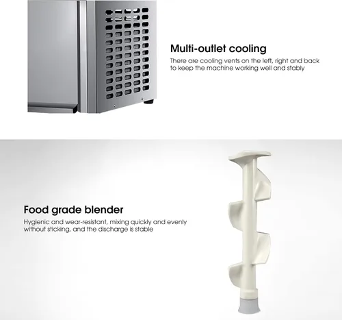 Vista 5 de Máquina comercial de helados para catering, máquina de congelación de helados de 1200 W 3 sabores 16 a 18 L/h Máquina de helados con pantalla LCD