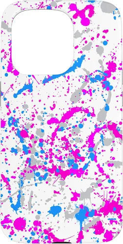 Vista 14 de iPhone 16 Rosa + Azul + Gris Blanco Patrón de salpicaduras de pintura