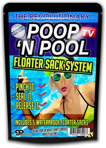 Vista 2 de Poop N Pool Floater Sack System - Bolsas de riesgo biológico - Paquete de 5 - Divertido regalo de broma de piscina - Tecnología revolucionaria