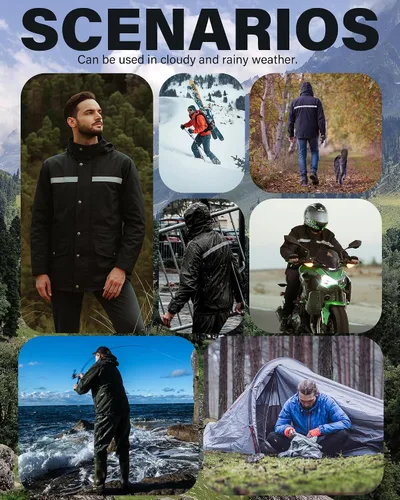 Vista 6 de iCreek Rain Suit Waterproof Jacket and Trouser Suit Raincoat for Men and Women Outdoor All-Sport Breathable Anti-storm