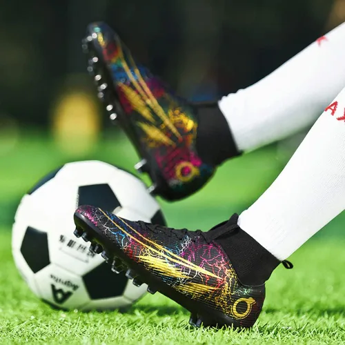 Vista 3 de ailishabroy Botas de fútbol para hombre, FGAG, zapatos de fútbol para interiores y exteriores, con picos firmes para el suelo, entrenamiento