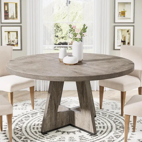 Vista 14 de Tribesigns Mesa de Comedor Redonda de 47 Pulgadas Mesa de Cocina de Madera para Comedor, Mesas de Dinner Room de 47" para 4-6, Muebles de Acento