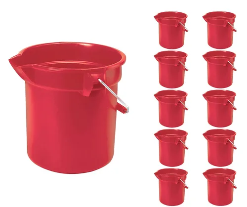 Vista 4 de Rubbermaid Commercial Brute cubeta redondo, 14 cuartos de galón, Rojo, fg261400red