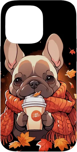 Vista 21 de French Bulldog Fall Autumn Pumpkin Spice Latte Frenchie Dog Case for iPhone 17