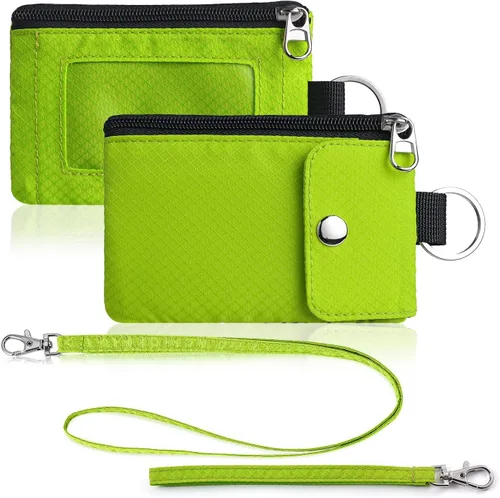 Vista 36 de Artpaxy Cartera minimalista para hombres y mujeres, llavero con bloqueo RFID, con cremallera, pequeña cartera con ventana de identificación, 2