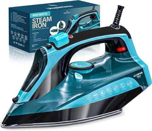 Vista 9 de Utopia Home Plancha de vapor para ropa, suela antiadherente, plancha de ropa de 1800 W con función de seguridad de apagado automático, control