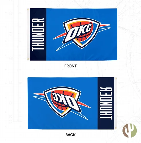 Vista 2 de Desert Cactus Bandera del Trueno de la Ciudad de Oklahoma NBA Asociación Nacional de Baloncesto OKC 100% poliéster para interiores y exteriores, 3 x