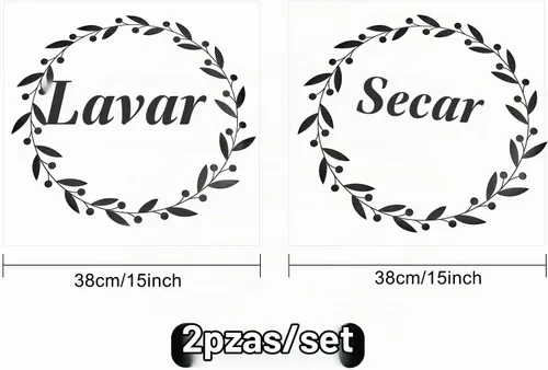 Vista 2 de SUPERDANT Calcomanías de lavandería para lavadora y secadora, calcomanías de pared para lavar y secar, decoración de vinilo para bricolaje, arte