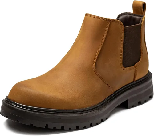 Vista 10 de Holy dove Botas Chelsea con plataforma y puntera ancha para hombre, botas casuales de vestir al tobillo