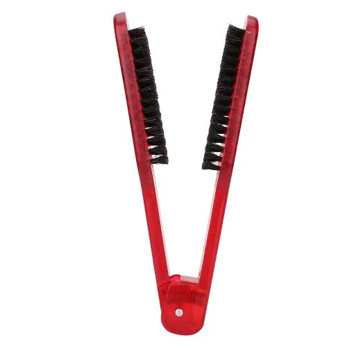 Vista 7 de Cepillo de doble cara, herramienta de peine para enderezar el cabello, herramientas en forma de V para peluquería casera [rojo]