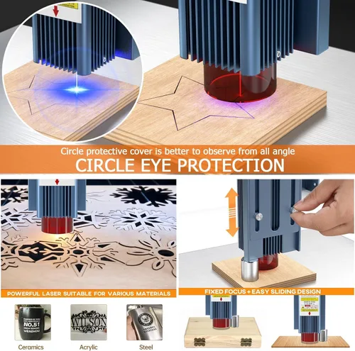 Vista 5 de SCULPFUN Grabador láser S9 90W, protección ocular, foco láser de compresión