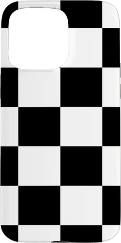 Vista 31 de Black and White Classic Checkered Big Checkerboard Pattern Case for iPhone 16
