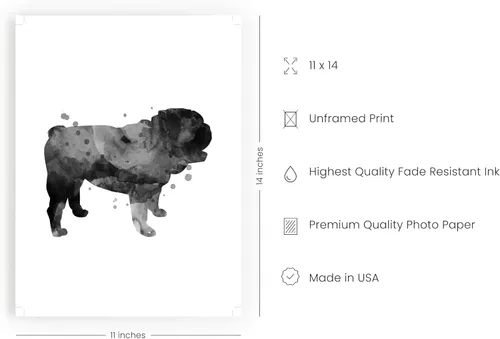 Vista 2 de Summit Designs Impresiones artísticas de pared con diseño de perro y cachorro de bulldog inglés, juego de 2 pósteres sin marco (11 x 14 pulgadas)