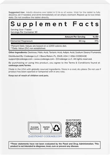 Vista 2 de Codeage Suplemento de hidrógeno molecular – Tabletas de agua de hidrógeno de 12 PPM de disolución rápida con magnesio elemental – Función corporal