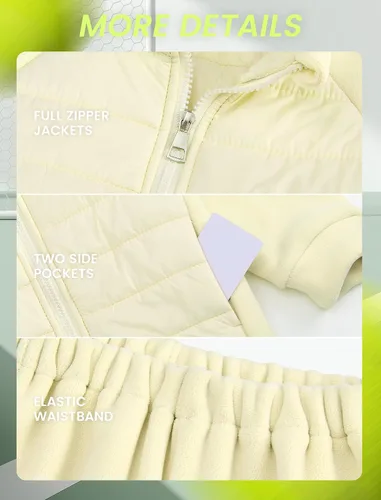 Vista 4 de Gogokids Conjunto deportivo de 2 piezas para niños y niñas, chaqueta acolchada de forro polar y pantalones deportivos para invierno
