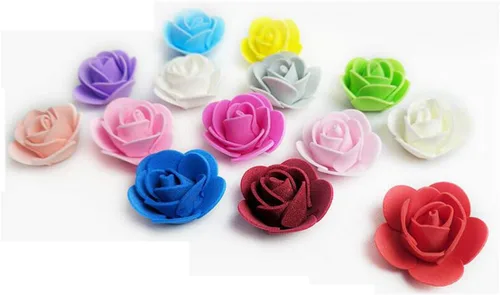 Vista 3 de 500 piezas de mini cabezas de rosas artificiales de espuma de polietileno, flores artificiales hechas a mano, ramo de novia de boda, decoración