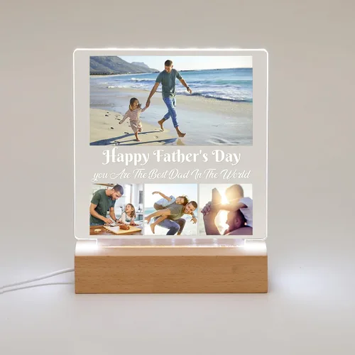 Vista 3 de WSYEAR Regalos Personalizados del Día del Padre y Cumpleaños para Papá de Esposa e Hija, Regalos Personalizados para Papá de Hijo e Hijos, Placa