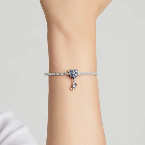 Vista 45 de Abalorios de plata de ley para pulseras, collares, familia para siempre, circonita cúbica, regalo de joyería para mujeres