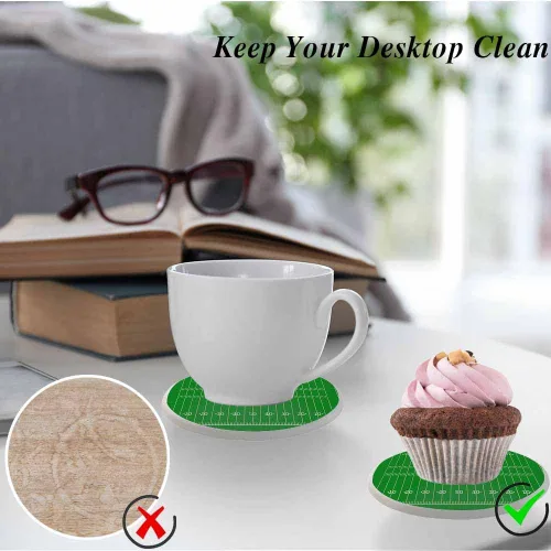Vista 5 de Posavasos de campo de fútbol americano para bebidas, posavasos para mesa de cerámica, con base de corcho para decoración del hogar, 2
