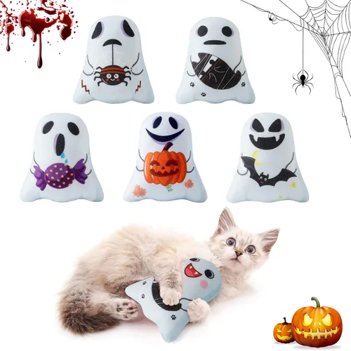 Vista 7 de Juguetes de hierba gatera para gatos de interior – 5 piezas de juguetes de peluche masticables para dentición interactivo relleno de hierba gatera
