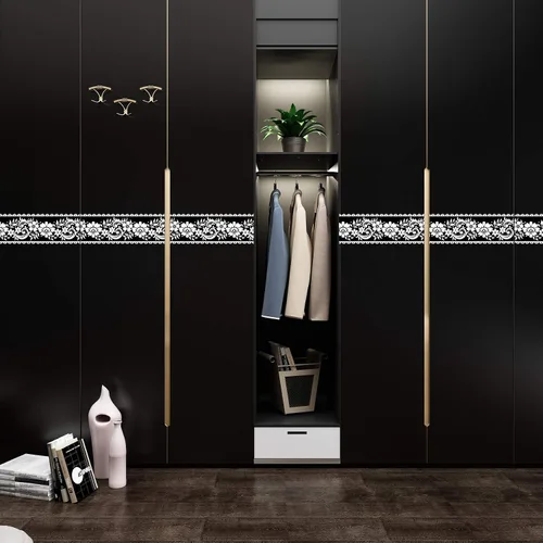 Vista 2 de VEELIKE - Cenefa decorativa blanca adhesiva con apariencia de encaje, para pared, removible y resistente al agua, decoración para baño, habitación