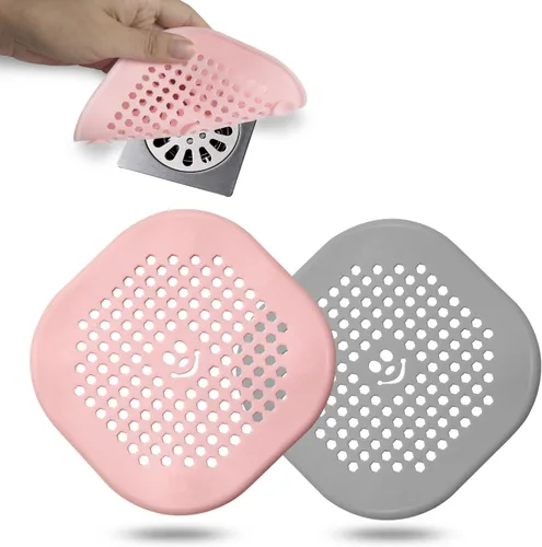 Vista 7 de Protector de silicona para cubrir drenaje de ducha, bañera, cocina, baño, recoge restos de cabello, paquete de 2, color negro