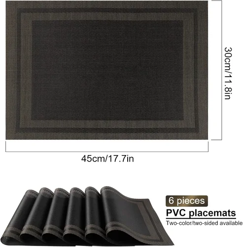 Vista 3 de Manteles individuales, manteles individuales para cocina, comedor, resistentes al calor, antideslizantes, lavables, de PVC, fáciles de limpiar