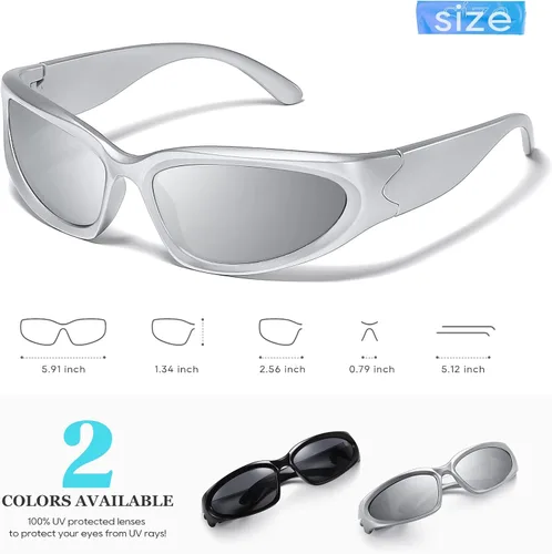 Vista 3 de JASPIN Wrap Around Fashion Sunglasses for Women Trendy Y2k Sport Shades UV400 Eyeglasses