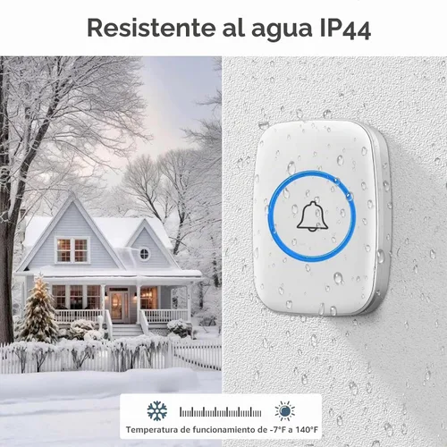 Vista 3 de FullHouse - Kit de timbre inalámbrico impermeable, más de 1000 pies de alcance Blanco