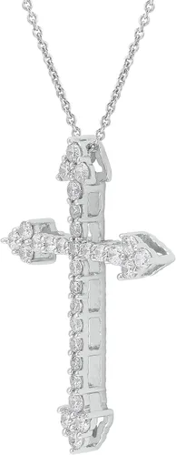 Vista 2 de GILDED Diamante cultivado en laboratorio T.W. de 14 qt (claridad SI1-SI2, color F-G) y colgante de cruz ornamentada de plata de ley con una cadena