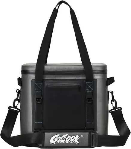 Vista 9 de Goplus Bolsa térmica portátil para 30 latas, enfriador de camping suave aislado, bolsa enfriadora de hielo a prueba de fugas para viajes al aire