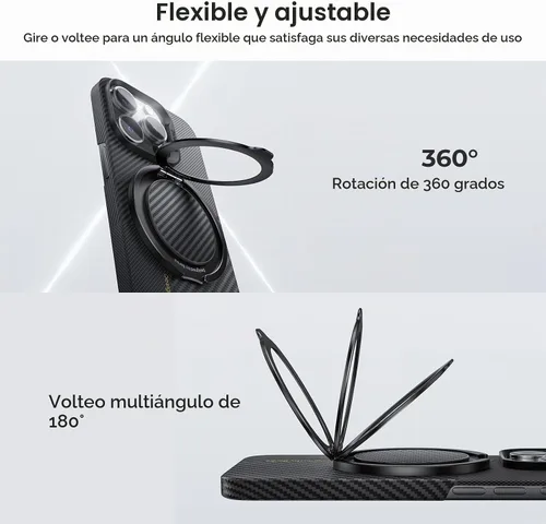 Vista 3 de BENKS - Agarre magnético 2 en 1 para MagSafe, diseño de fibra de aramida 600D (negro)