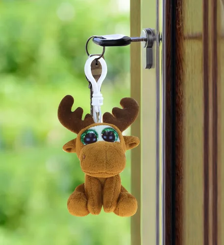 Vista 7 de Puzzled DolliBu - Llavero de peluche de alce con ojos grandes, alce suave, con ojos grandes y brillantes, accesorio decorativo de juguete de peluche