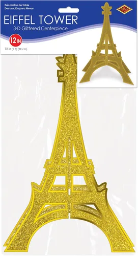 Vista 5 de Accesorio de fiesta de la Torre Eiffel 3D con purpurina (1 unidad) (1/paquete)