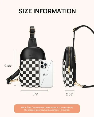 Vista 138 de Telena Riñonera pequeña para mujer, de cuero, cangureras, bolsa de pecho para mujer