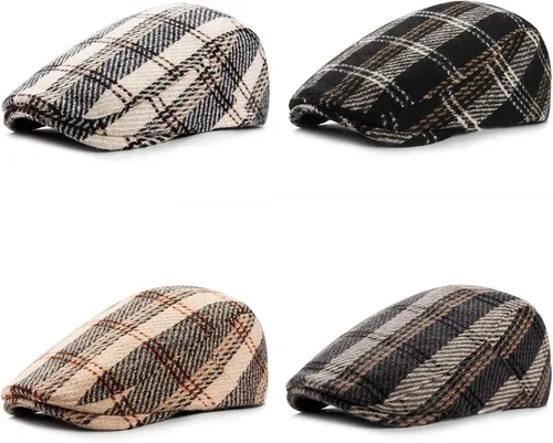 Vista 2 de Clape Sombrero plano de golf irlandés Gatsby para hombre de Newsboy Ivy Cap Tweed clásico de conducción sombrero de lana boina