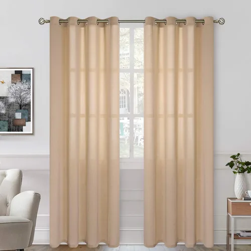 Vista 63 de BGment Cortinas cortas de lino transparente de 40 pulgadas para cafetería, con ojales, filtrado de luz, semitransparentes para ventanas pequeñas