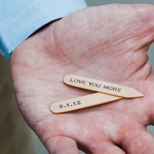 Vista 5 de Bronze Collar Stays For Dad, Father's Day Present, Personalized Engraved Custom Message