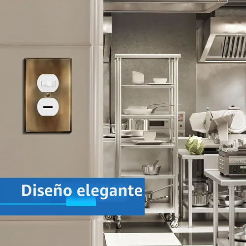 Vista 7 de LIDER Placa de pared de metal para receptáculo dúplex, tapa de tomacorriente, tamaño mediano, 1 banda