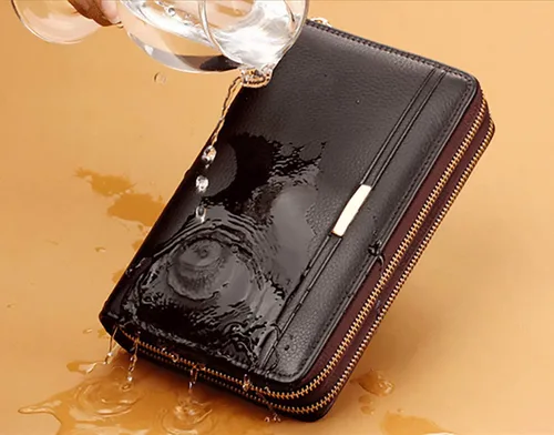 Vista 7 de Cartera larga de cuero para hombre, bolso de mano grande para negocios, tarjetero para teléfono, regalo para hombres, padre, hijo, marido, novio