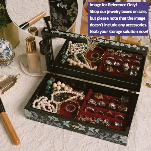 Vista 25 de February Mountain Joyero de nácar con bandeja extraíble para anillos, regalos para mujeres, cumpleaños, boda, Navidad