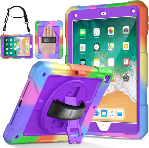 Vista 10 de LTROP Funda Protectora para iPad de 6ª/5ª Generación y iPad Air 2, Funda para iPad de 9.7 Pulgadas con Correa para el Hombro, Soporte