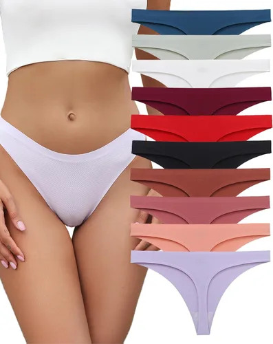 Vista 7 de Paquete de 10 tangas sin costuras para mujer, ropa interior transpirable, conjunto de tanga que no se ve Multicolor - 11